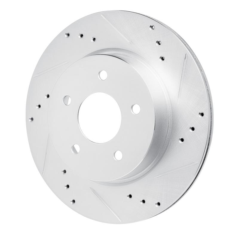 Nissan Qashqai Brake Rotor (1) - Rear Right - R1 Concepts - Drilled & Slotted - Silver - `17-`25